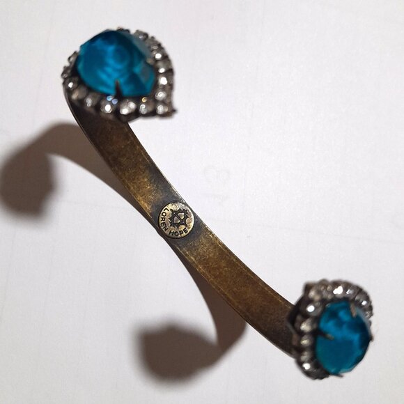 Antiqued Brass Loren Hope Cuff Bracelet Pink Clear Brass - Picture 1 of 3